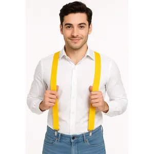 Bright Yellow Adjustable Suspenders - Classic Y-Back Style