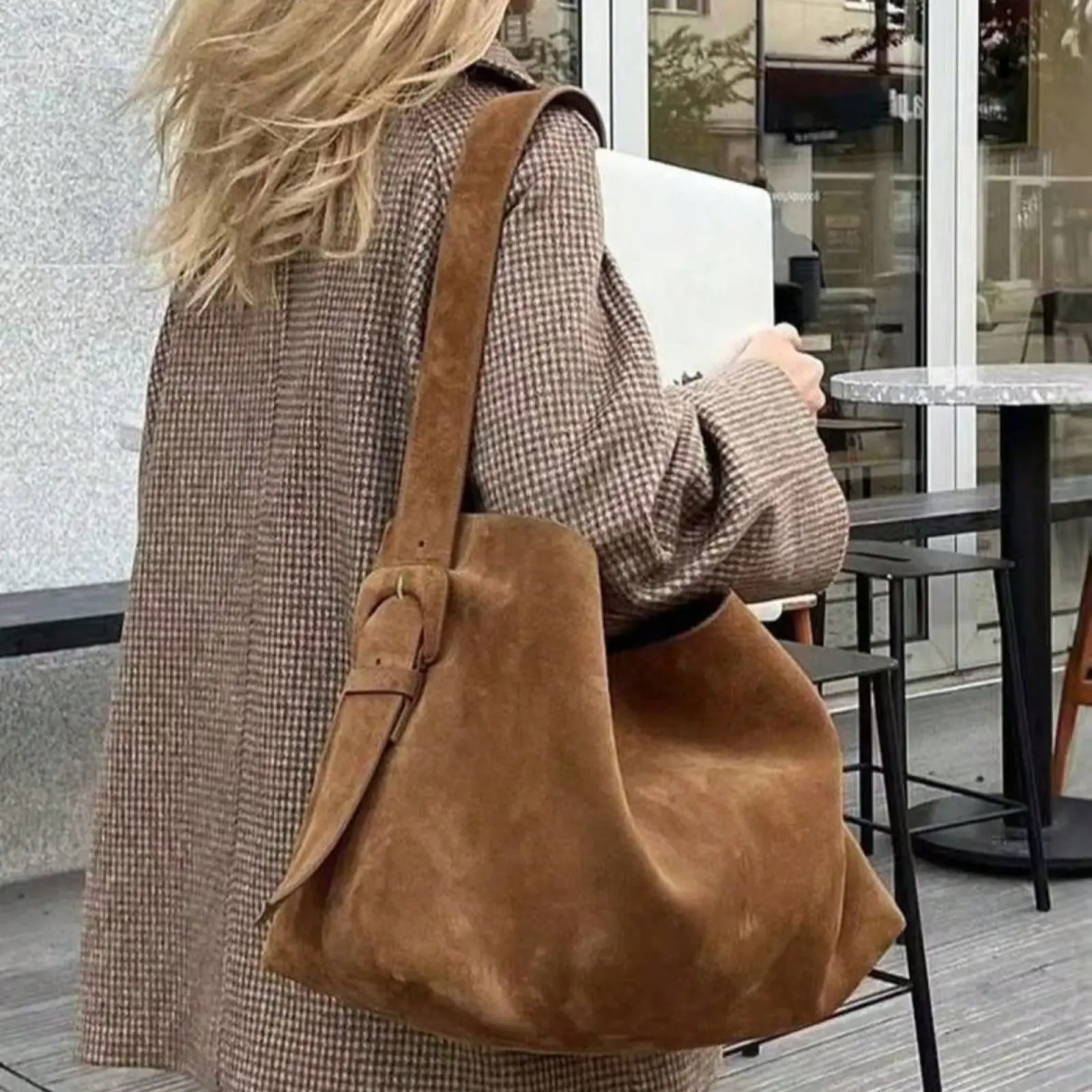 New Vintage Bag Brown Large Capacity Bucket Bag, Shoulder Everyday Bag, Underarm Bag, Laptop Tote Bag, Business Women's Casual Lightweight Daily Commuter Bag, Suitable for Work, Shopping and Daily Use