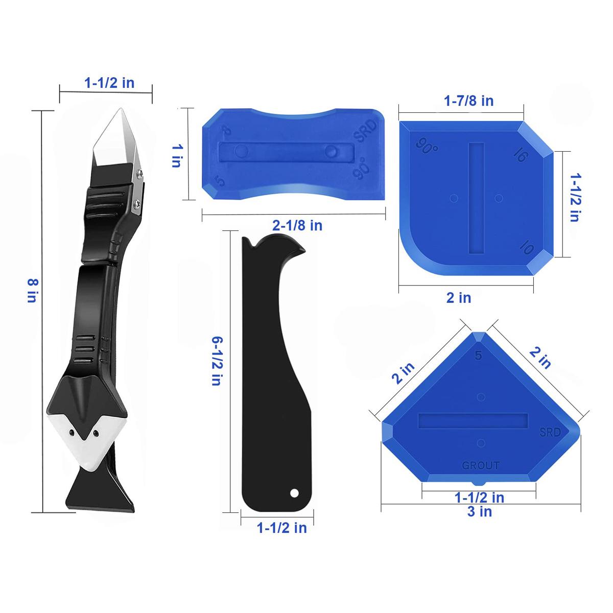 3 in 1 Caulking Tool Kit – Silicone Caulk Finishing & Grout Removal Tool with Glass Glue Corner Scrapers for Caulk Removing & Sealing 3 in 1 Caulking Tool Kit – Silicone Caulk Finishing & Grout Removal Tool with Glass Glue Corner Scrapers for Caulk Removing & Sealing