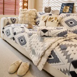 Anti-Slip Sofa Protector Cover, Sofa Slipcover, Soft Solid Color Seat Cushion Case, Comfortable Furniture Accessory for Living Room Decor & Protection