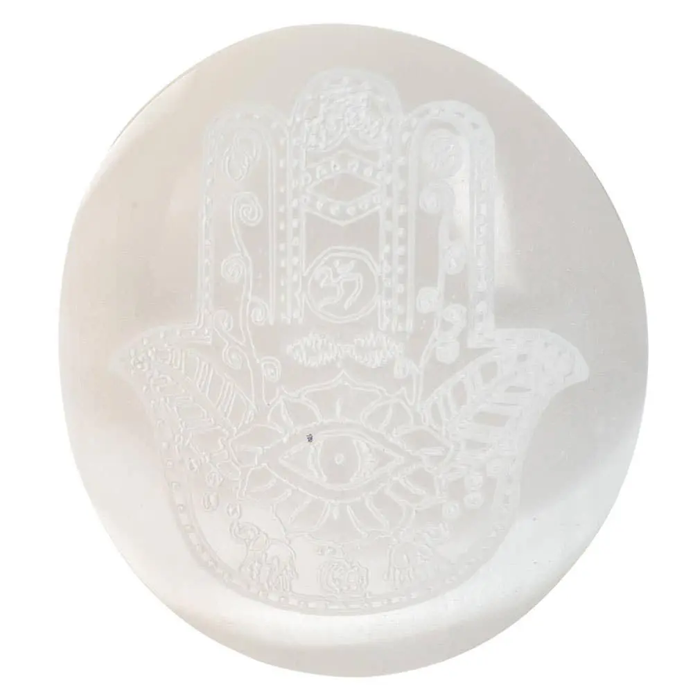 Hamsa Selenite Stone