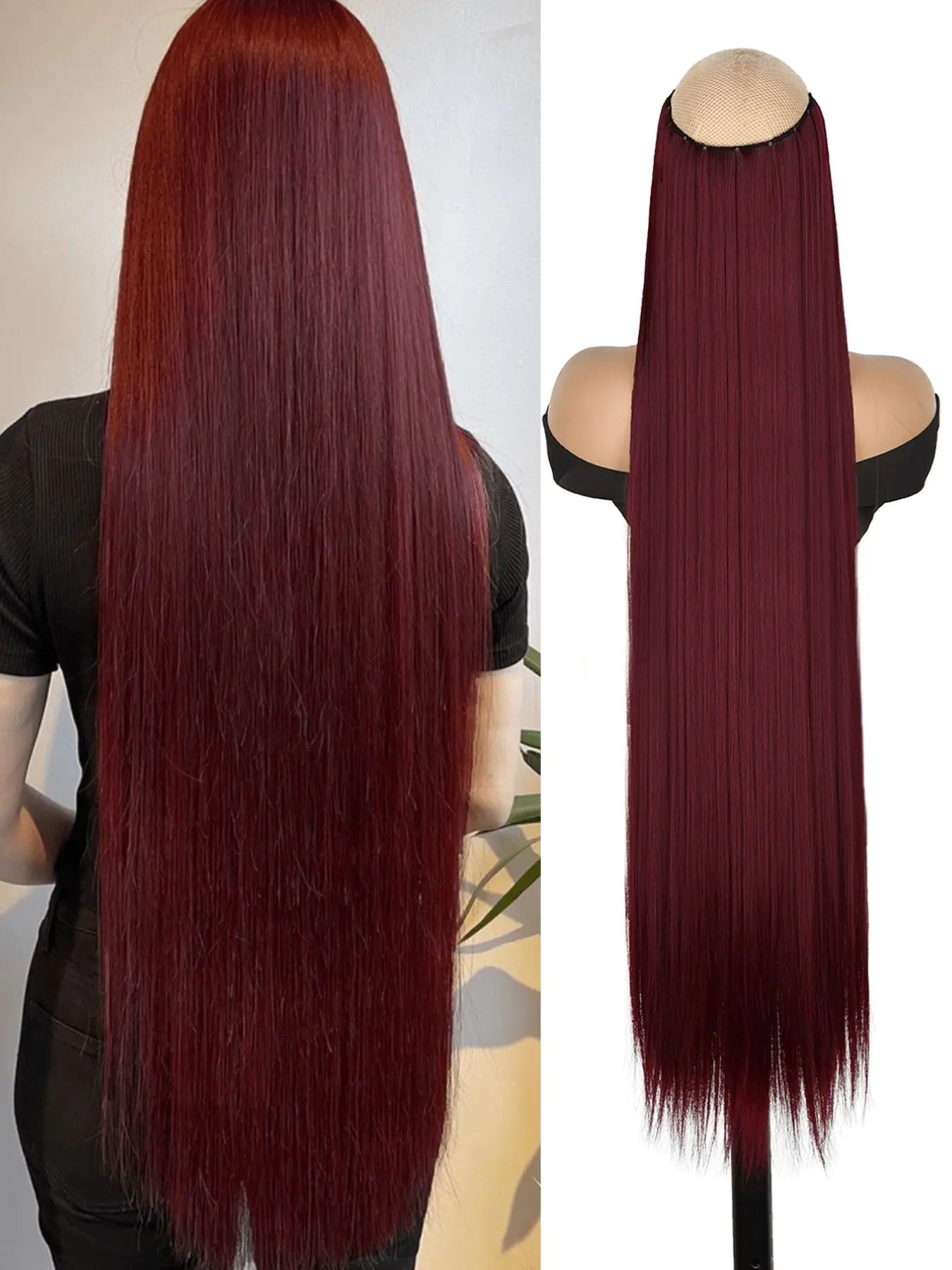 40-Inch 5-Clip Long Straight Hair Extensions, Fashionable Clip-In Hairpieces Artificial Hair Extension Synthetic Fiber Extensions Clip-in Hair for Men and Women, Perfect for Daily,Party ,Cosplay,Holidays ,Music Festival ,Christmas And Halloween
