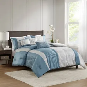 Madison Park MP10-8436 104 x 92 x 1.5 in. Lori Jacquard Comforter Set with Throw Pillows, Teal & Silver - King & California King Size - 6 Piece