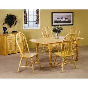 Sunset Trading Oak Selections 5 Piece 72" Rectangular Drop Leaf Extendable Dining Set | Keyhole Windsor Chairs | Seats 8 DLU-TDX3472-124S-LO5PC