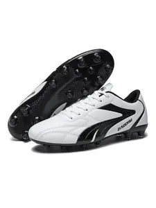 Parent - child White - Gold Color - blocked Long Spikes Football Shoes, Luxury Competitive Style, Leather Material, Strong Grip & Textured, Ideal for Parent - child Football Training & Competitions