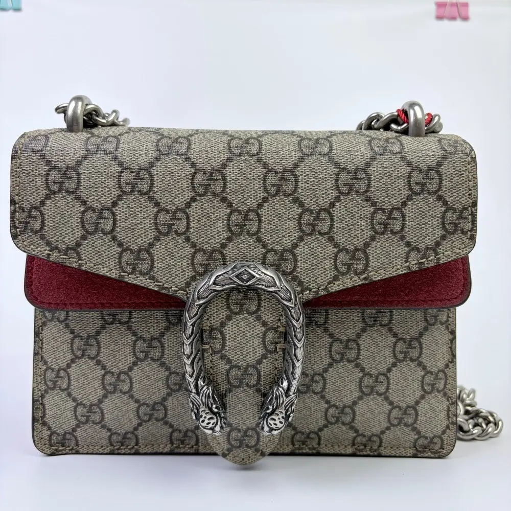 Pre-owned GUCCI Dionysus GG Supreme Canvas and Suede Shoulder Bag【024】