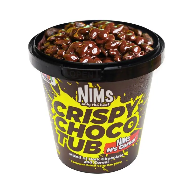 Nims Crispy Choco Tub - Mixed with Dark or White Chocolate - Best Flavors for Crunchy Snacks & Dessert Cookie - Satisfying Treat