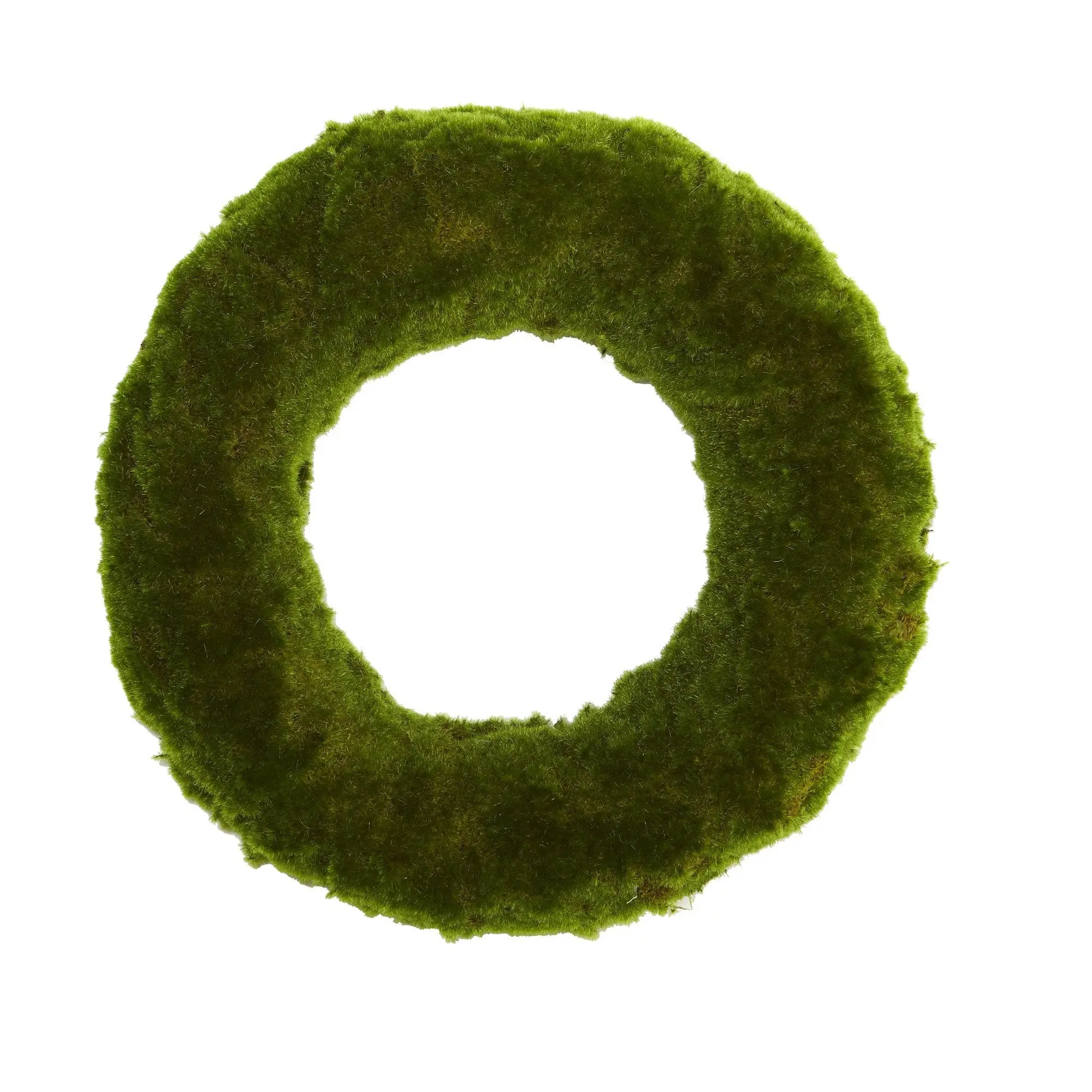 18” Decorative Artificial Moss Wreath, Traditional Home Decor with Faux Plants, Indoor-Outdoor Door Decoration & Wall Mount Piece for Botanical Aesthetic