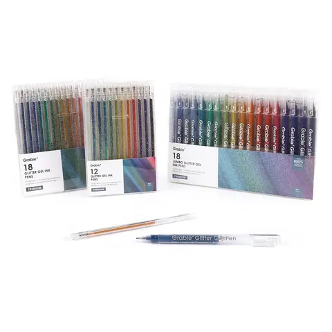 [Flash Sale] Grabie Dual Tone Iridescent Glitter Gel Ink Pens - 18 Vibrant Colors for Lettering, Coloring Books, Scrapbooking, Planner and More colorful pens, crafts, drawing, design Art Markers Set, Back to School, Class Reward Gift Idea