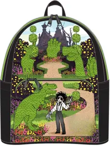 Loungefly Edward Scissorhands Topiaries Women Double Strap Shoulder Bag Purse, Faux Leather, Adjustable Strap, Printed Details, 9" W x 10.5" H x 4.5" D
