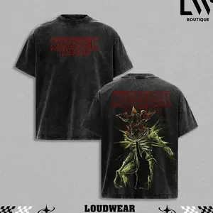 Hawkins Retro Washed Tee, Stranger Things Oversized Shirt, Grunge Horror Graphic Top, 90s Vintage Streetwear, Unisex Heavyweight Tee P2U