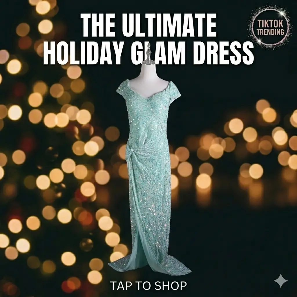 V Neck Sequin Dress in Aqua Mint Blue Color with Mermaid Split for Lady Dress Evening Dress  #Shein#Last piece#ED260310AQU‌FLCSLSEQL Party