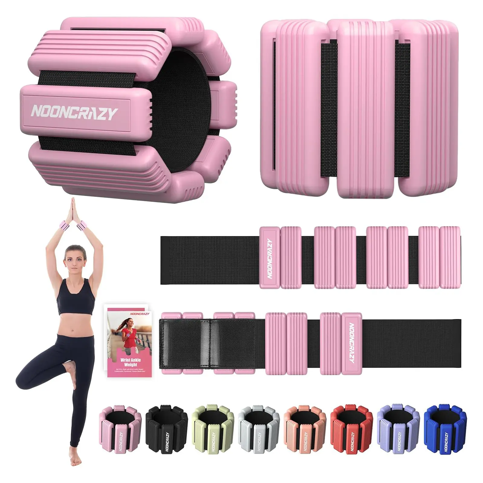 Pilates Wrist Ankle Weight for Women, Adjustable Weight Set of 2 | Soft Silicone, Strong Hook & Loop, Wearable Arm Leg Weight for Walking, Yoga, Barre, Strength Training at Gym & Home