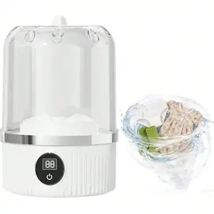 Portable Washing Machine, Rechargeable Cordless Compact Travel Washers for camping, Underwear Washer Portable Washer for Apartments (white)