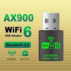 Wifi 6 Mini USB Dongle Network Card BT 5.4 Receiver Dongle AX900 For Win 10/11 PC Dual Band 2.4G/5Ghz