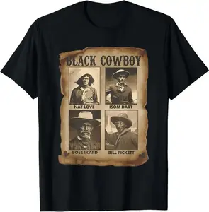 Unisex Graphic Tee Black Cowboy Rodeo Western Heritage Texas Print Casual Design Oversized T Shirt Streetwear Style Crewneck Short Sleeve Soft Cotton Breathable Loose Fit Daily Wear Summer Outfit Trendy Aesthetic Gift Top