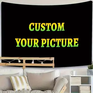 2D Flat, 1pc of 2D Printed Multi-size Customizable Personalized Text and Photo Tapestry, Custom Banner - Personalized Text and Background Design, Lightweight and Suitable for Weddings, Birthdays, Father's Day, Mother's Day Gifts, and Home Decor