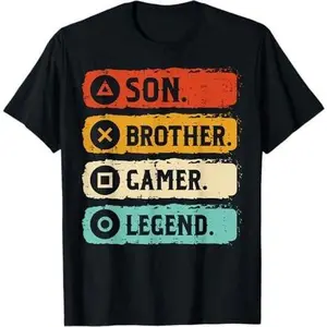 Son Brother Gamer Legend Retro Gaming Boys Kids Men Teen T-Shirt