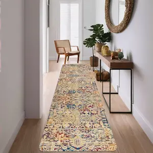 Vintage Boho Hallway Runner Rug, Non-slip Laundry Room Mat, Soft Non Shedding Washable Carpet, Long Rug for Entryway Bedroom Kitchen Bathroom