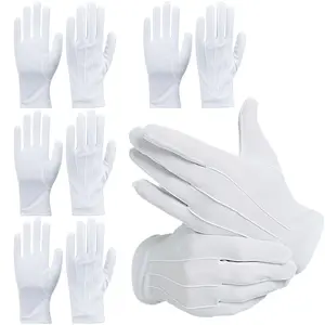 4 Pairs White Gloves Fancy Dress Stitched White Gloves for Men and Women Breathable and Soft Stitched WhiteGloves for Handling Wedding Dress Catering and Jewellery Hand Cover