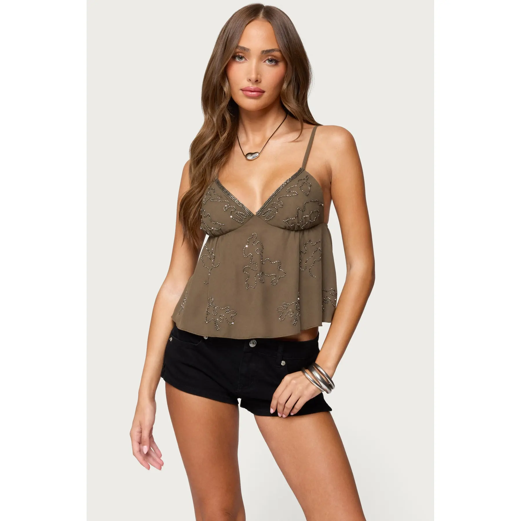 Raia Beaded Babydoll Top