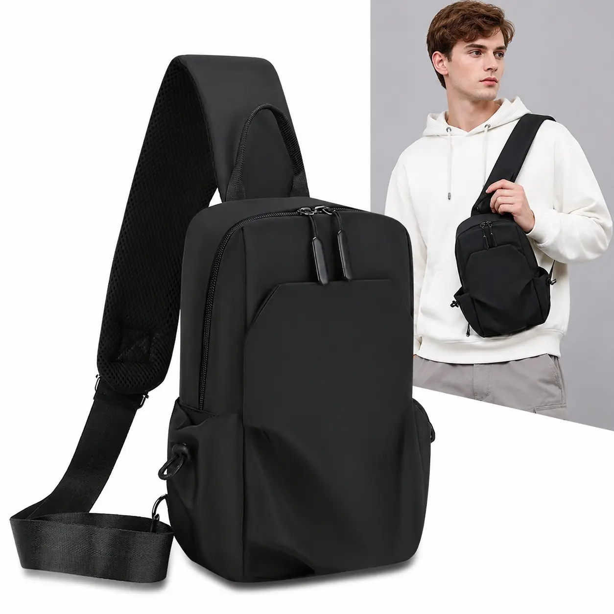 Men's New Trendy Casual Crossbody Sling Bag, Compact Lightweight Shoulder Daypack for Daily Commute, Campus, Outdoor Trips, Casual Outings and Everyday Use,Adjustable Strap, Secure Zipper Closure, Stylish Hands-Free Practical Everyday Carry Bag