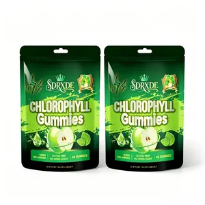 SDRXDE Dietary-Grade Edible Chlorophyll Herbal Gummies (2 Bags, 60 Count Each) - Apple Cider Vinegar, Elderberries, Natural Green Apple Flavor, Sugar-Free, Keto-Friendly, Supports Cellular Energy & Antioxidant Needs