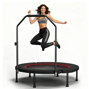 40-Inch rebounding trampolines- Steel Frame, 6-Leg Stable Support, Silent Design, Foldable Home Fitness Equipment, Adjustable-Height Safety Handrail, Rebounder Trampolines for Adults, Cardio Exercise Gear