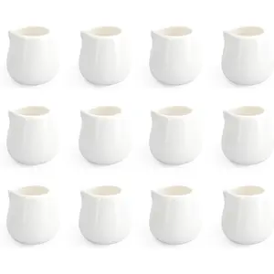 12PCS Mini Ceramic Creamer, 3 OZ Small Porcelain Creamer Pitcher, Small Syrup Pitcher, Coffee Creamer Pitcher, Creamer Dispenser, White Ceramic Pitcher for Coffee Tea Milk Sauce