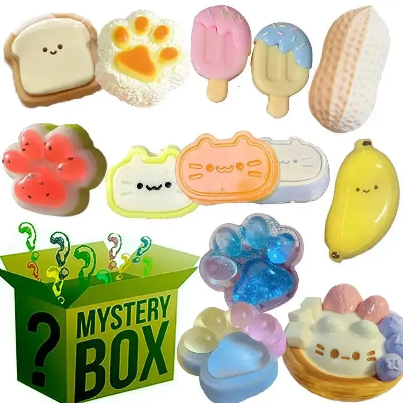 Mystery Fidget Toy Blind Box ,Simulated Food,Antistress Foot Squishy Toy, Squeeze Toy, Mochi Squishy, Stress Reliever Toys