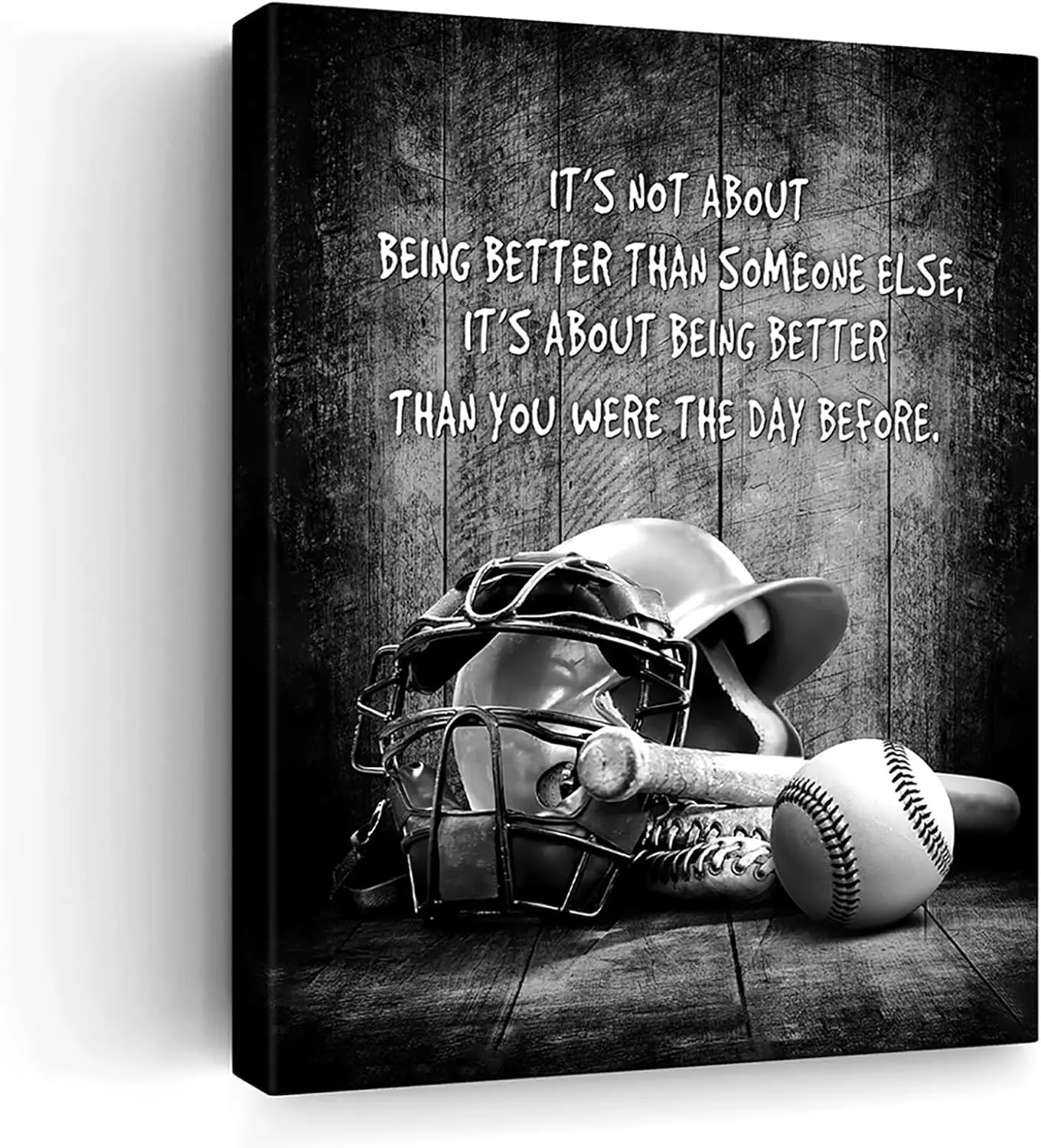 Baseball Wall Art Black and White Motivational Baseball Pictures for Boys Bedroom Wall Decor Baseball Canvas Prints Painting Poster Framed Artwork for Bedroom Gym Office Home Decor