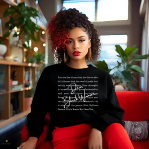 Dear Black Woman Love Letter Crewneck Women's Fitted Long Sleeve Bear Hoodie - Elegant Casual Winter Top