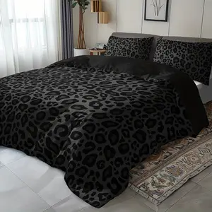 2/3 Piece Dark Leopard Print Fashion Duvet Cover Set 1 Duvet Cover + 1/2 Pillowcases (Pillow Core Not Included), Four Seasons Home Dormitory High-Definition Printed Luxury Bedding