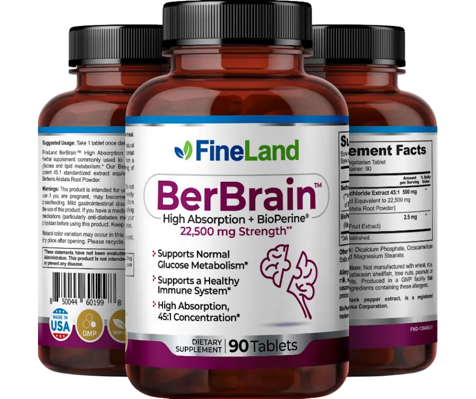 FineLand BerBrain Supports Normal Glucose Metabolism Supports a Healthy Immune System Healthcare Natural