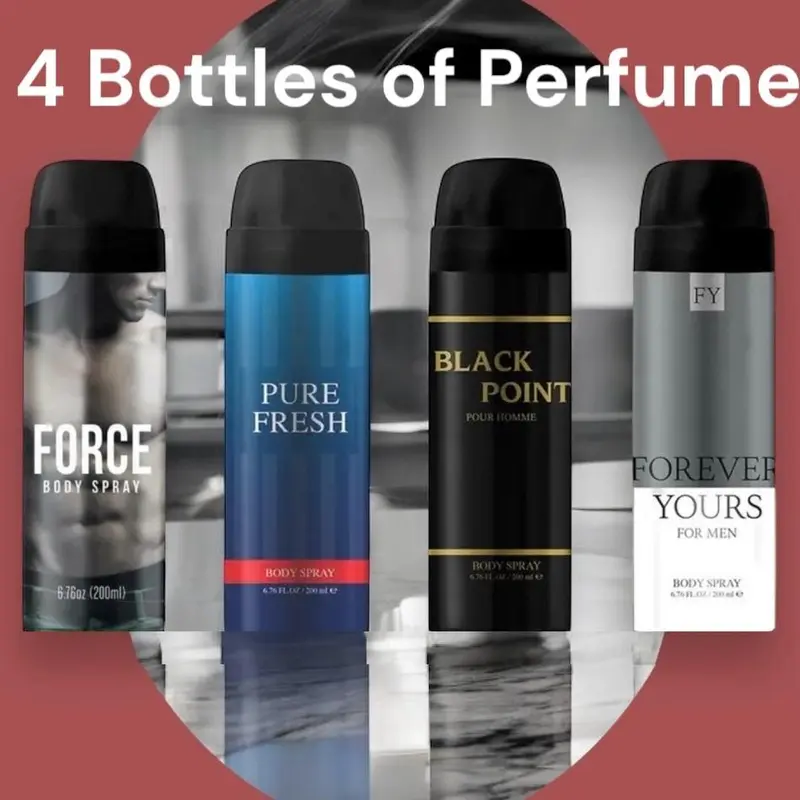 Valentine's day gift, 4 bottles of Body Spray Aerosol Display 6.76Floz Men, Gift for man