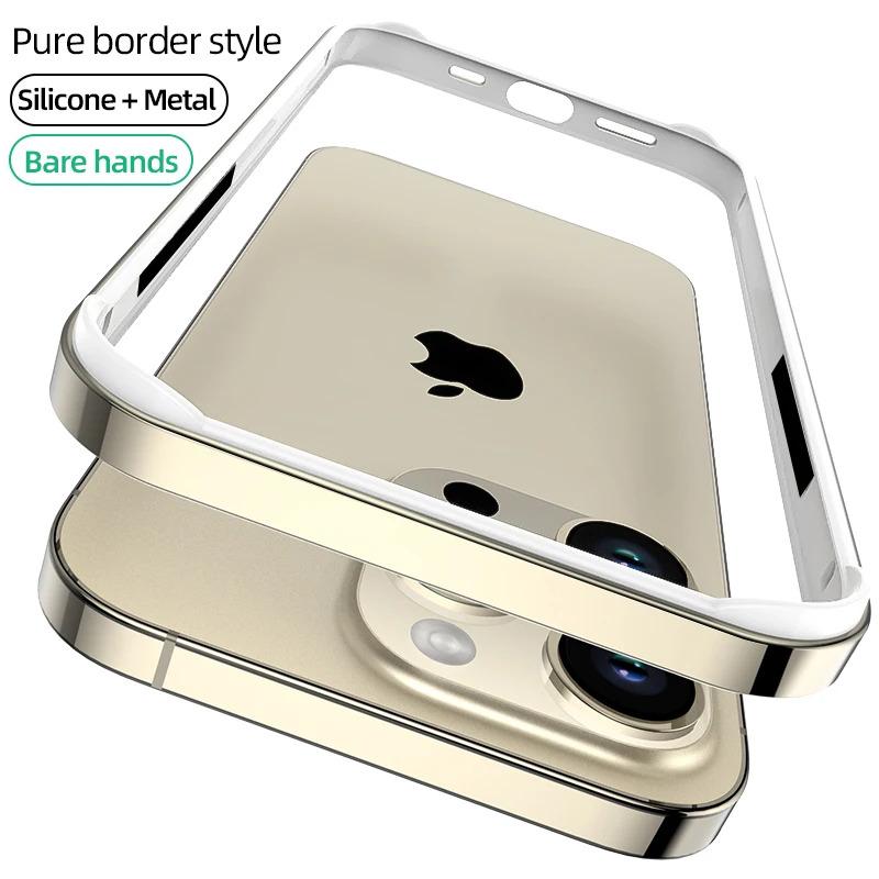 Luxury Silicone Frame Hybird Aluminum Bumper Case For iPhone 16 Pro Max 14 Plus 13 12 15 Pro Max Accessories