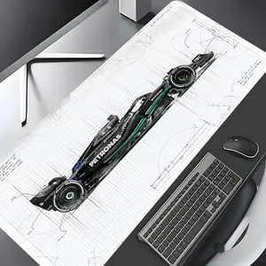 Cool Racing Blueprint Design Large Gaming Mouse Pad, Aesthetic Desktop Drotection Pad, Washable Rubber Pad Non-Slip Lock Edge Multi-Size Mouse Pad for Home Office, Gaming Desk Accessory, Gaming Mousepad