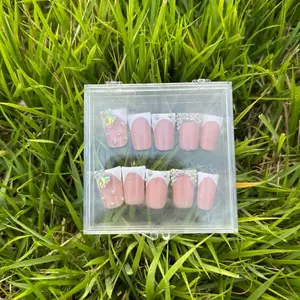 Gummybear with Diamonds Short Duckies Nails - As shown in the Image