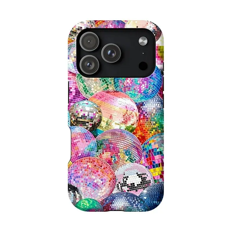 IPhone 17 Pro Max Case Colorful Disco Ball Print Glossy TPU Shockproof, for All iPhone 13-17 Pro, Pro Max & Standard Models