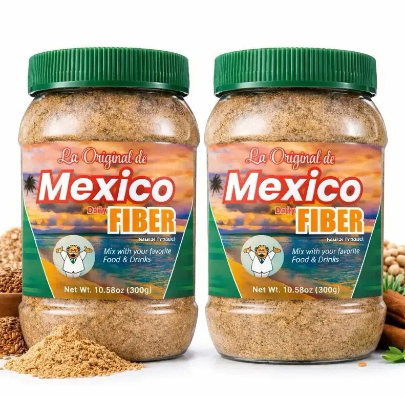 2-Pack La Original Fibra de Mexico Daily Fiber Supplement (2 Jars, 300g/10.5oz) - New Packaging, Viral Formula, All-Natural Wheat Bran-Maguey-Cocoa Fiber Mix Natural Blend - Gut Support, Bloating Relief - Smoothie Boost, Healthy Swaps, Supports Health, Bl