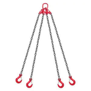 VEVOR Chain Sling, 3/8 inx 10 ft Lifting Chains with 4 Leg Grab Hooks, Heavy Duty G80 Alloy Steel Lifting Sling, 22900LBS Capacity, Adjustable Engine Chain Hoist Lifts for Cargo Security Towing