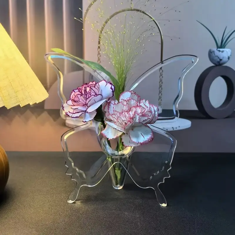 Elegant Transparent Acrylic Butterfly Vase, Modern Home Decor Centerpiece, Butterfly Wings Design, Suitable for Living Room Office Wedding, Flower Arrangement Vase, Flower Vases, Flower Vases For Centerpieces