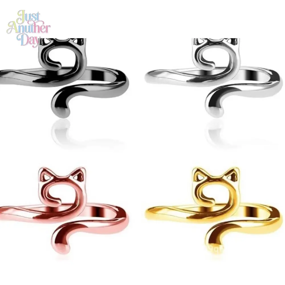 Crochet Tool Ring, 4-Count Adjustable Cat Design Finger Yarn Guide Knitting Loop with Box, Camping & Hiking Picnicware Knitting Accessory