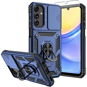 for Galaxy A15 5G Phone Case,Samsung Galaxy A15 5G Case,with Screen Protectors and Camera Cover,[Military Grade] 16ft.Drop Tested Cover with Magnetic Kickstand Protective Case for Samsung A15 5G, Blue