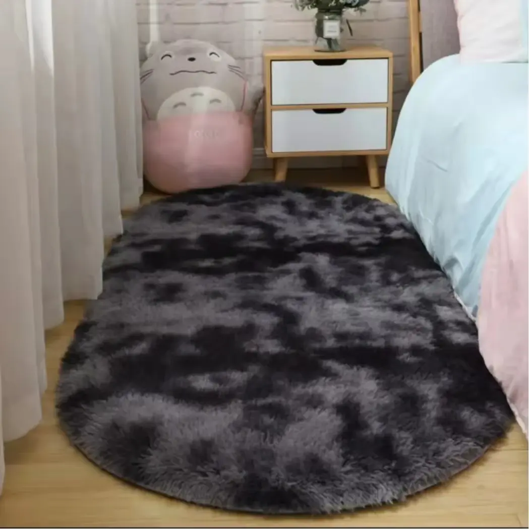 Colorful Tapestries Tie-Dye Oval Decorative Area Rug - Silk-Wool Blend, Plush Soft Texture, Living Room, Bedside Home Decor, Gift-Worthy Home Supply