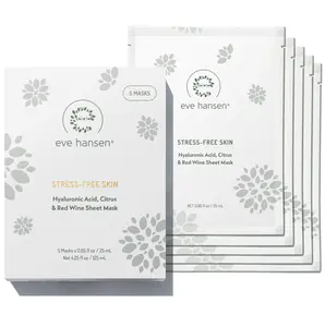 Eve Hansen Hyaluronic Acid Face Mask Set (5-Pack) - Hydrating, Brightening, and Nourishing Masks - Vegan & Cruelty-Free Hyaluronic Moisturizer