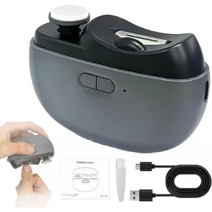 Electric Nail Clipper - 3 in 1 Upgraded Smart Trimming & Polishing Nail Clipper with 2 Adjustable Speeds, LED Light & Chip Collecting Box, Suitable for Adults, Elderly（Gray）