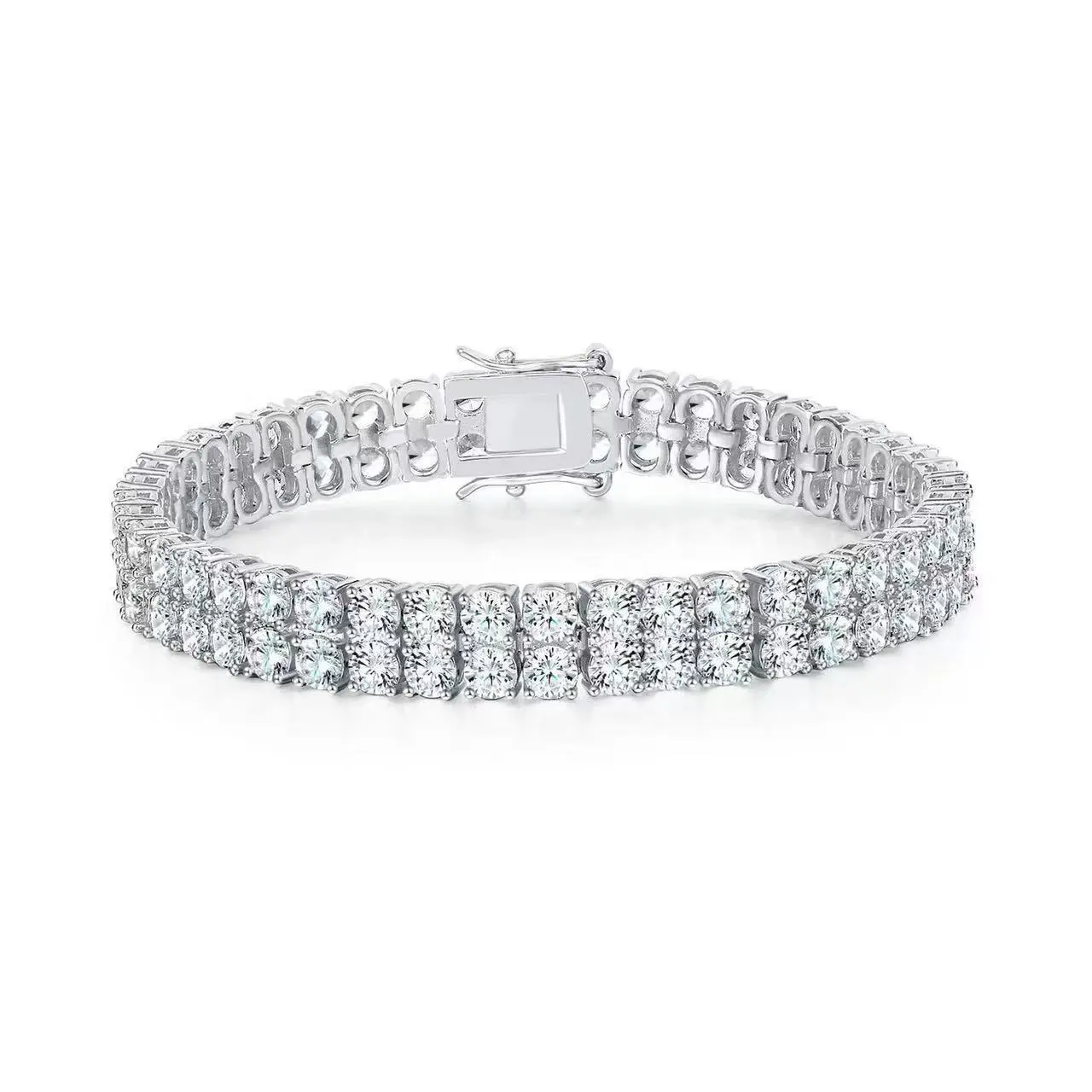 White double row bracelet (width 3mm, le