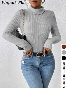 Plus Size Jumpsuit for Women, Stripe Pattern, Casual Slim-Fitting Style, 3 Pieces Pack for Fall & Winter, Comfort