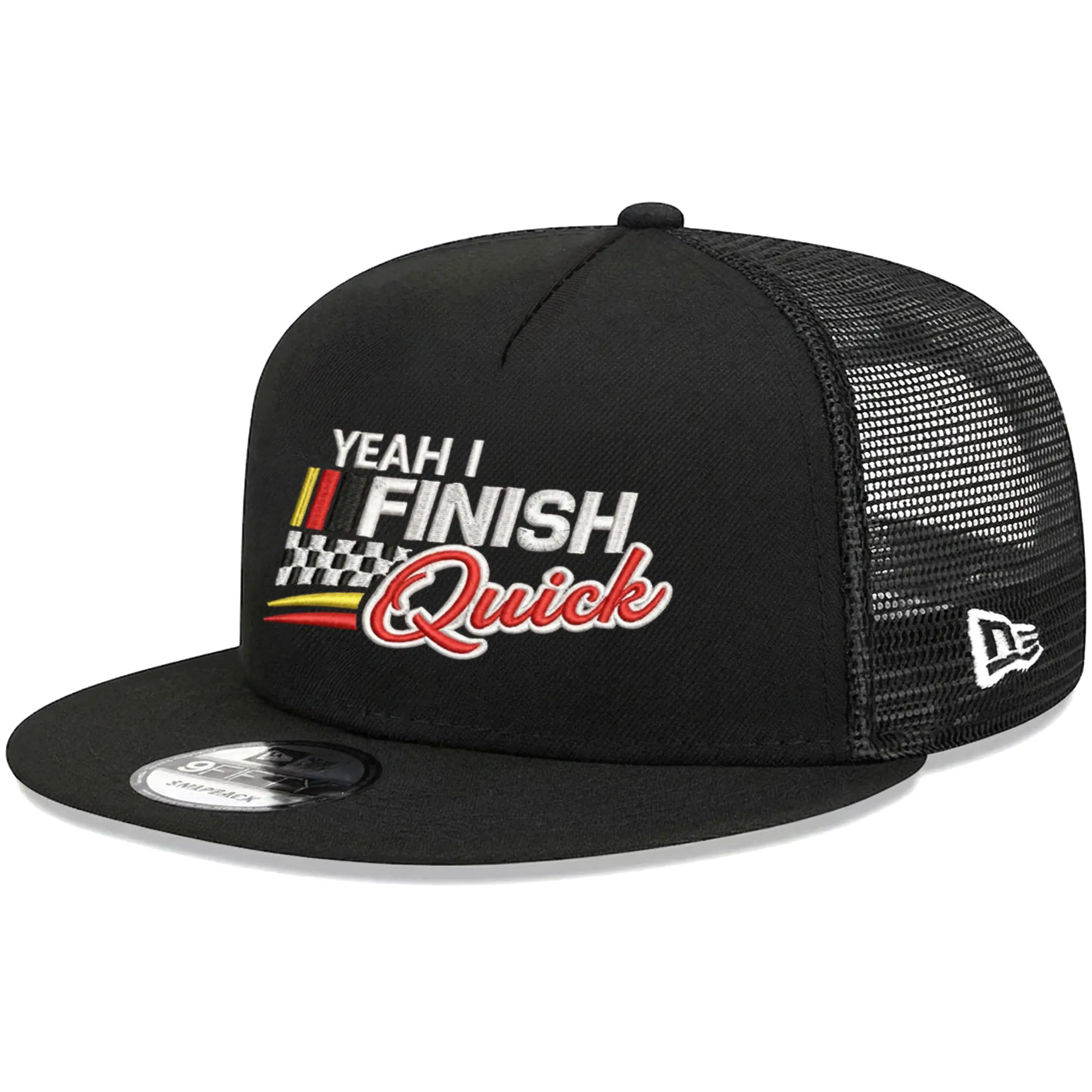 I finish quick racing Embroidered Hat, Motocross Trucker Cap, Racing Logo Mesh Back Snapback, Motorcycle Outdoor Streetwear Gift